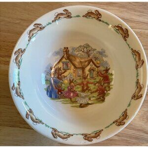 Vintage 1936 Royal Doulton Bunnykins Playing Outside House Children’s Bowl